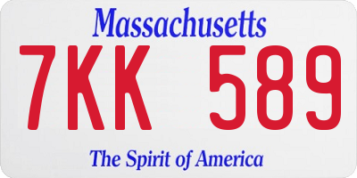 MA license plate 7KK589