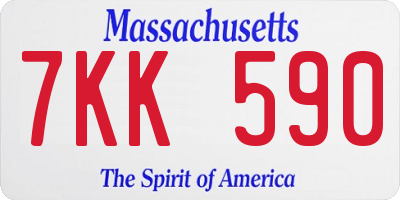MA license plate 7KK590