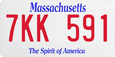 MA license plate 7KK591