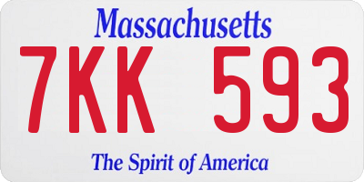 MA license plate 7KK593