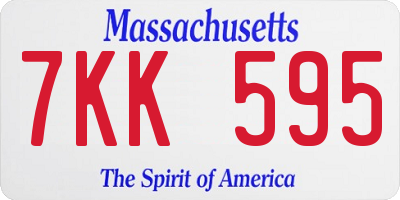 MA license plate 7KK595