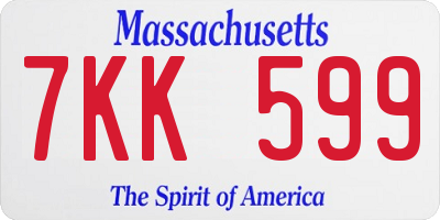 MA license plate 7KK599