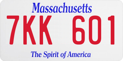 MA license plate 7KK601