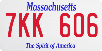 MA license plate 7KK606