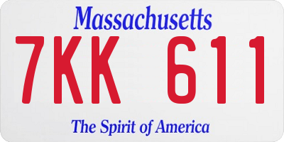 MA license plate 7KK611