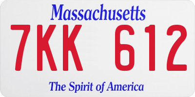 MA license plate 7KK612