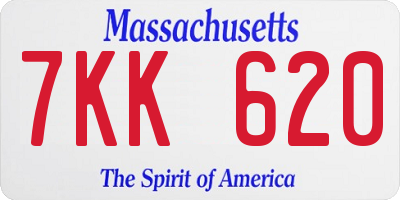 MA license plate 7KK620