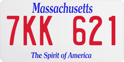 MA license plate 7KK621