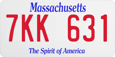 MA license plate 7KK631
