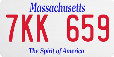 MA license plate 7KK659