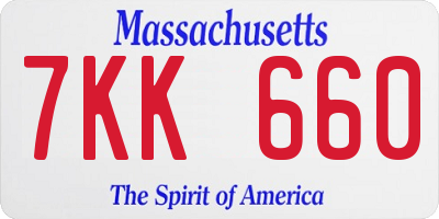MA license plate 7KK660