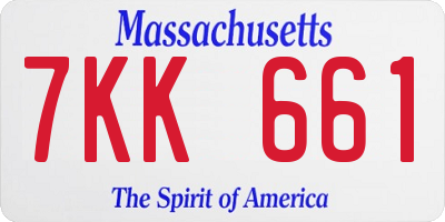 MA license plate 7KK661