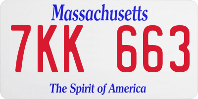 MA license plate 7KK663