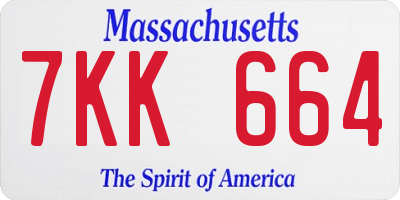 MA license plate 7KK664
