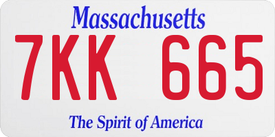 MA license plate 7KK665