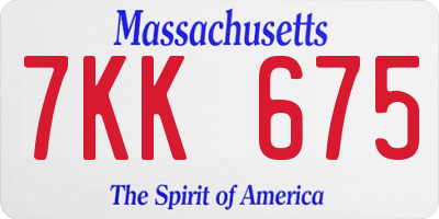 MA license plate 7KK675