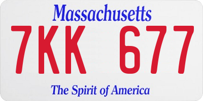 MA license plate 7KK677