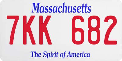 MA license plate 7KK682