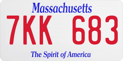 MA license plate 7KK683