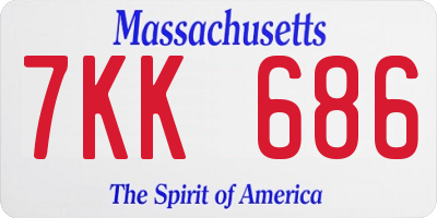 MA license plate 7KK686