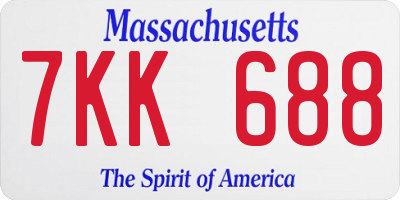 MA license plate 7KK688