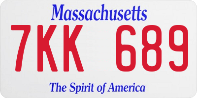 MA license plate 7KK689