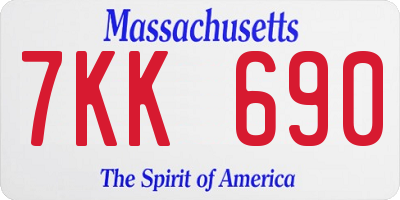 MA license plate 7KK690