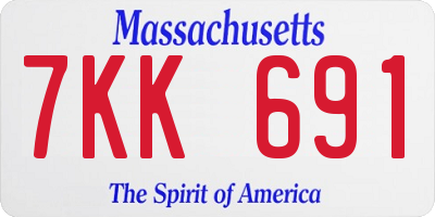 MA license plate 7KK691