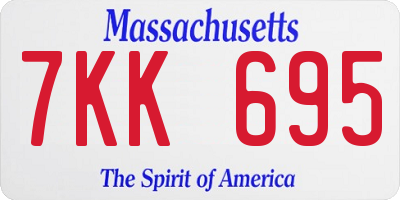 MA license plate 7KK695