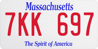 MA license plate 7KK697