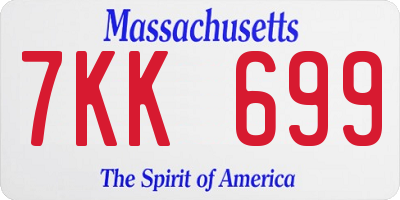 MA license plate 7KK699