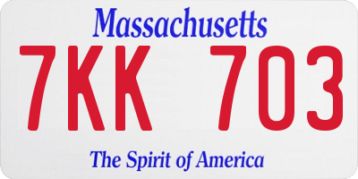 MA license plate 7KK703