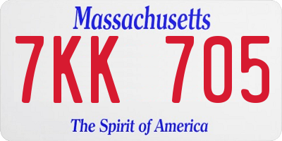 MA license plate 7KK705