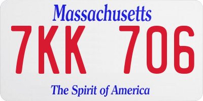 MA license plate 7KK706
