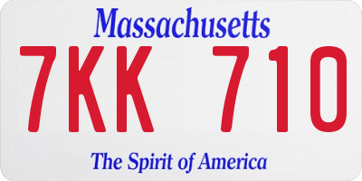MA license plate 7KK710