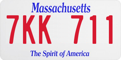 MA license plate 7KK711