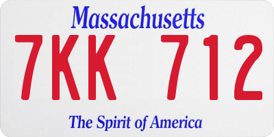 MA license plate 7KK712