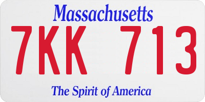 MA license plate 7KK713