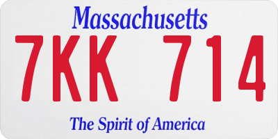 MA license plate 7KK714