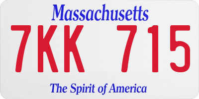 MA license plate 7KK715