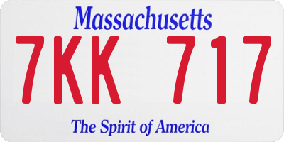 MA license plate 7KK717
