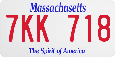 MA license plate 7KK718