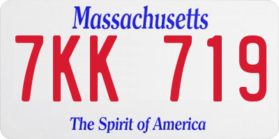 MA license plate 7KK719