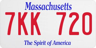 MA license plate 7KK720
