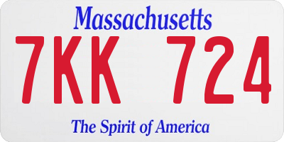 MA license plate 7KK724