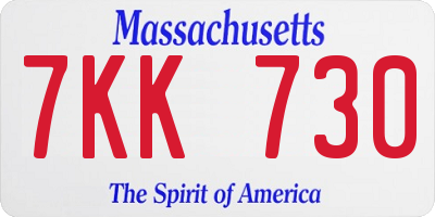 MA license plate 7KK730