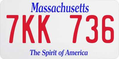MA license plate 7KK736