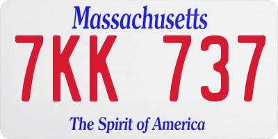 MA license plate 7KK737