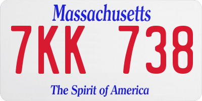 MA license plate 7KK738