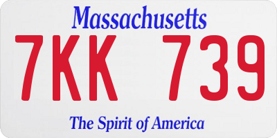 MA license plate 7KK739
